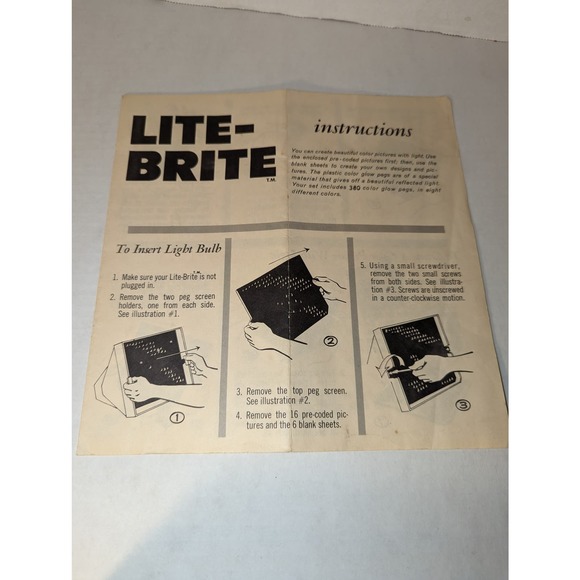Vintage 1967 Lite Brite Lot Hasbro Hassenfield Bros. Pegs Sheets Extra's - Picture 9 of 15